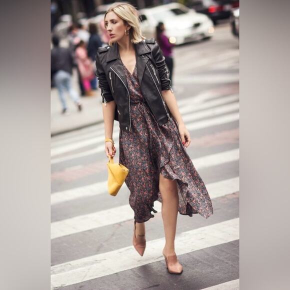 Avec Les Filles Blue and Red Floral Faux Wrap Midi Halter Dress Size XS - Picture 3 of 15